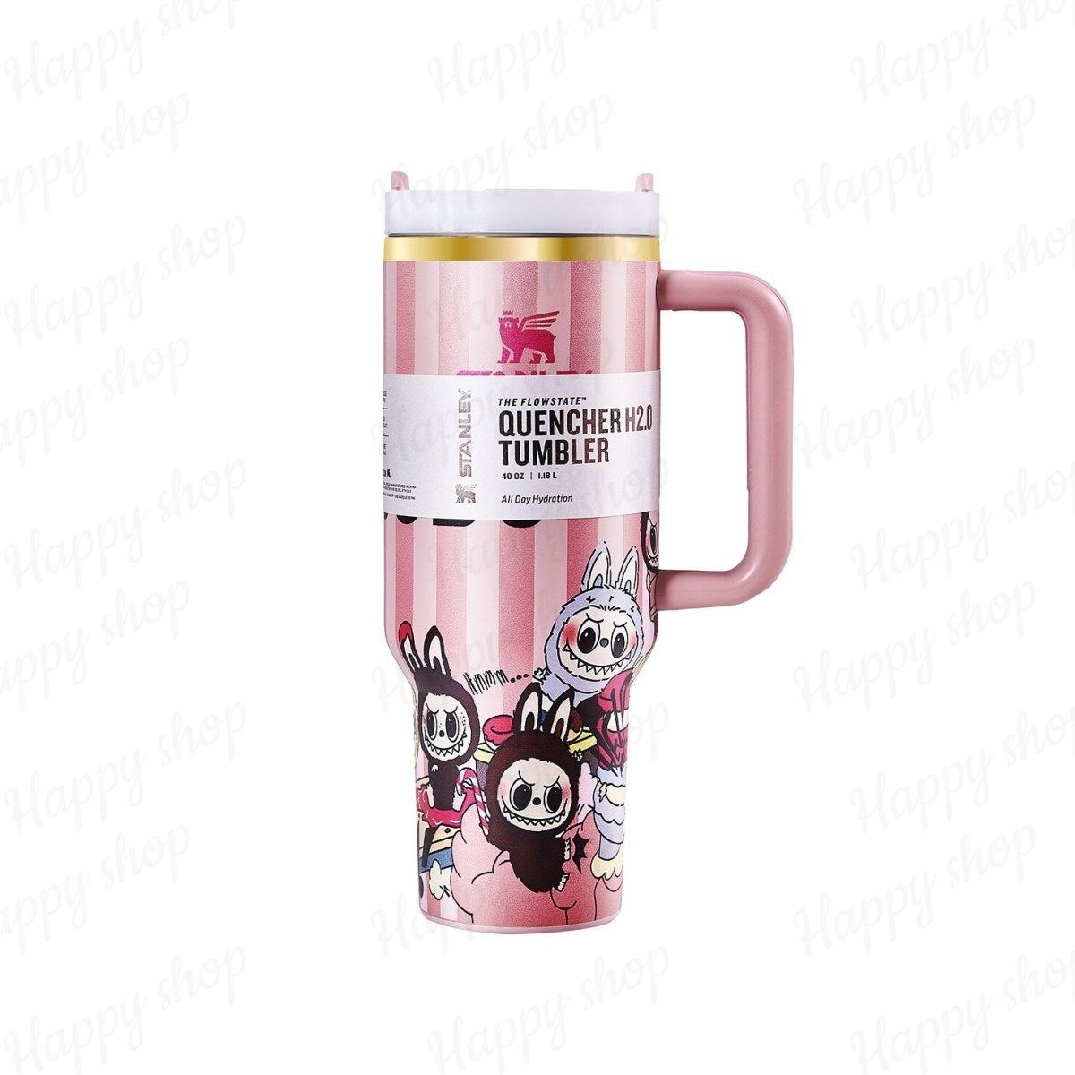Stanley x Labubu Limited Edition Tumbler Pink Stripe Quencher